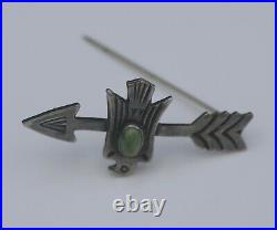 Native American Navajo Arrow And Thunderbird Sterling Pin Brooch Antique