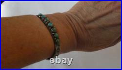 Navajo Old Pawn Silver Snake Eyes Turquoise Bracelet Arrow Butterfly Fred Harvey