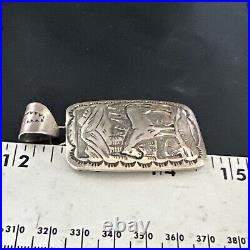 Stamped Horse Pendant Navajo Sterling Silver Necklace 2.5 15171