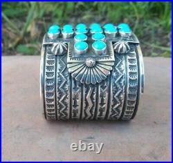 Sunshine Reeves Native American Sterling & Sleeping Beauty Turquoise Cuff signed