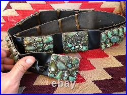 Super! Navajo Sterling Silver & Turquoise Cluster Old Pawn Concho Belt By RP