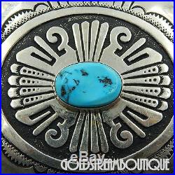 THOMAS TOMMY SINGER (d.) STERLING SILVER OVERLAY TURQUOISE GORGEOUS BELT BUCKLE