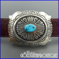 THOMAS TOMMY SINGER (d.) STERLING SILVER OVERLAY TURQUOISE GORGEOUS BELT BUCKLE