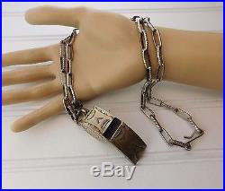 Vtg 40s Stamped NAVAJO POLICE WHISTLE Hand Wrought Sterling Silver Link Necklace