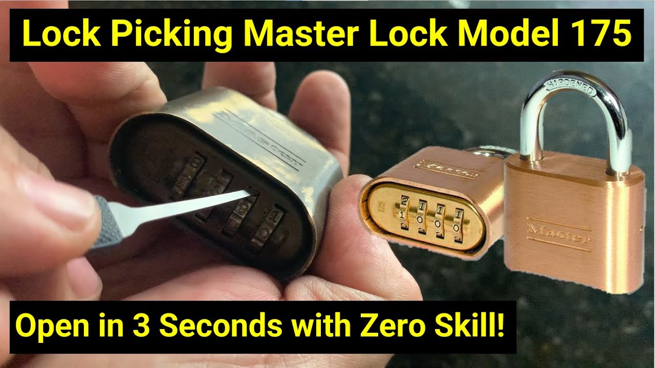 🔒Lock Picking ○ Open Master Lock 4-Digit Combination Padlock In 3 Seconds!  Model 175 - Youtube