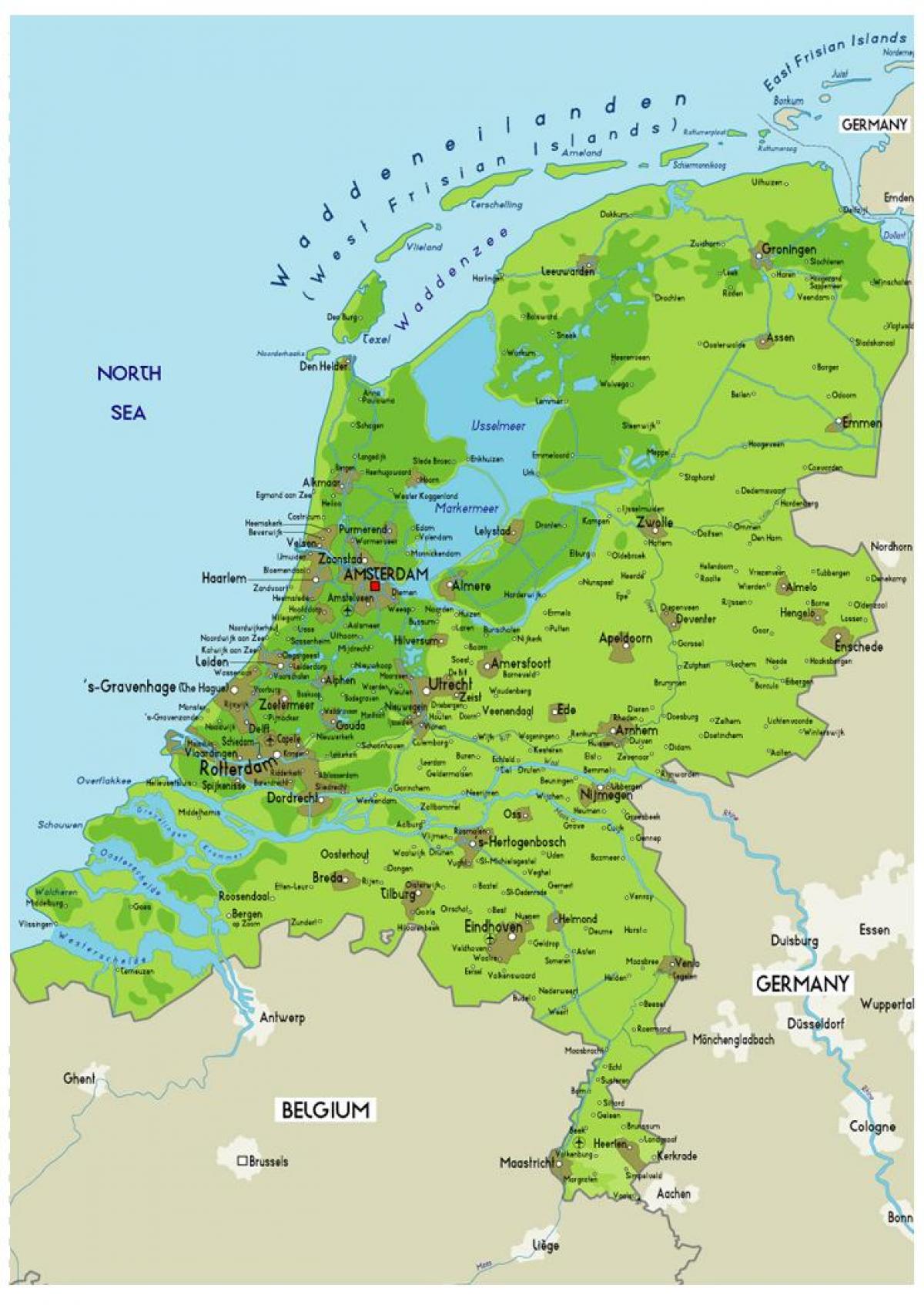 Physical Map Of Netherlands