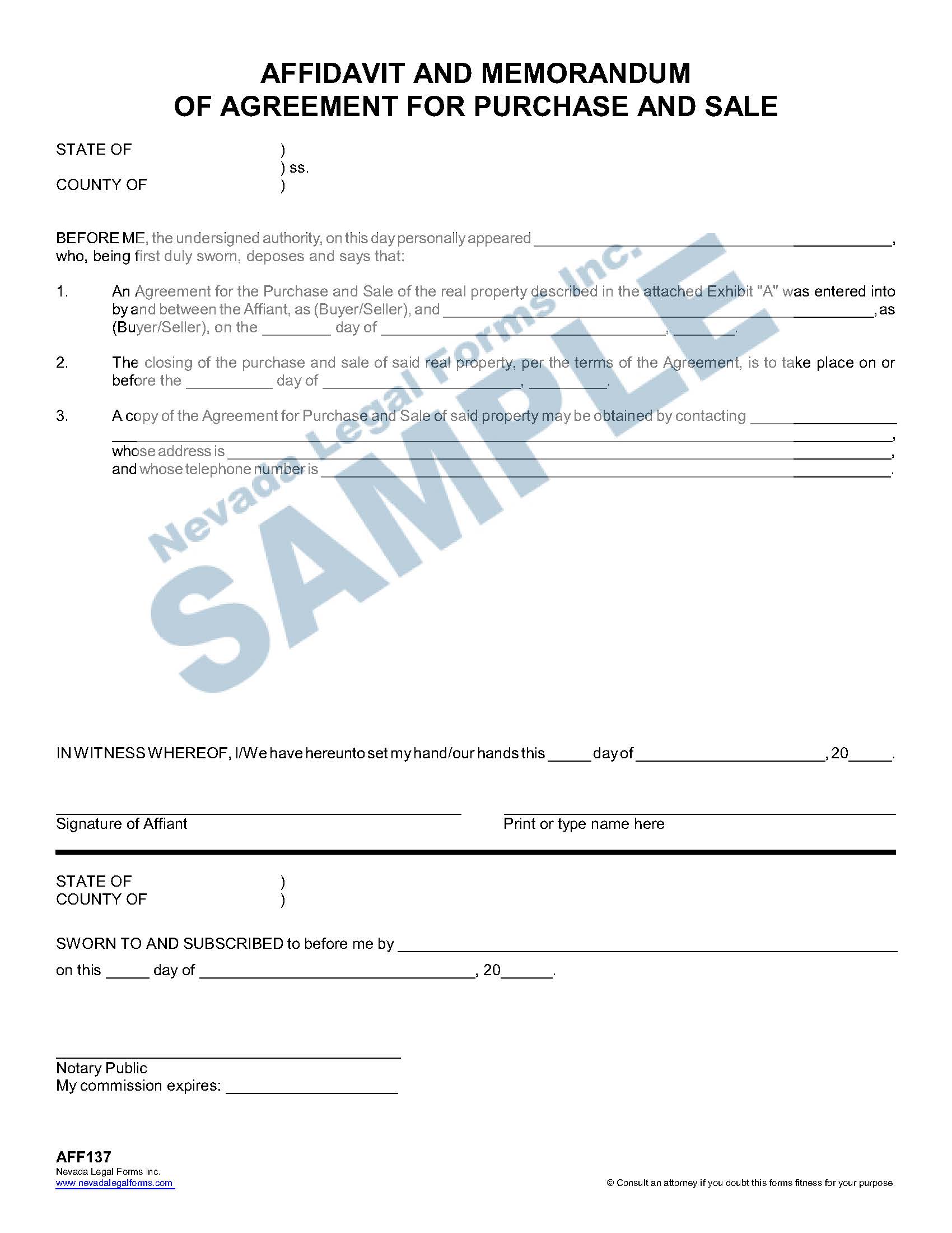 Affidavit Of Rental Agreement