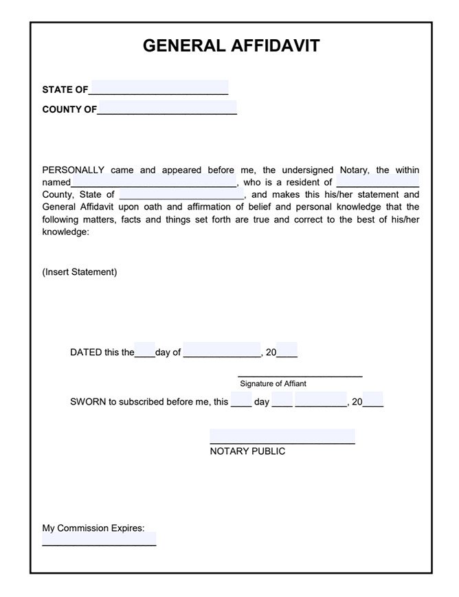 Printable Sample Affidavit Form Form Letter Template - vrogue.co