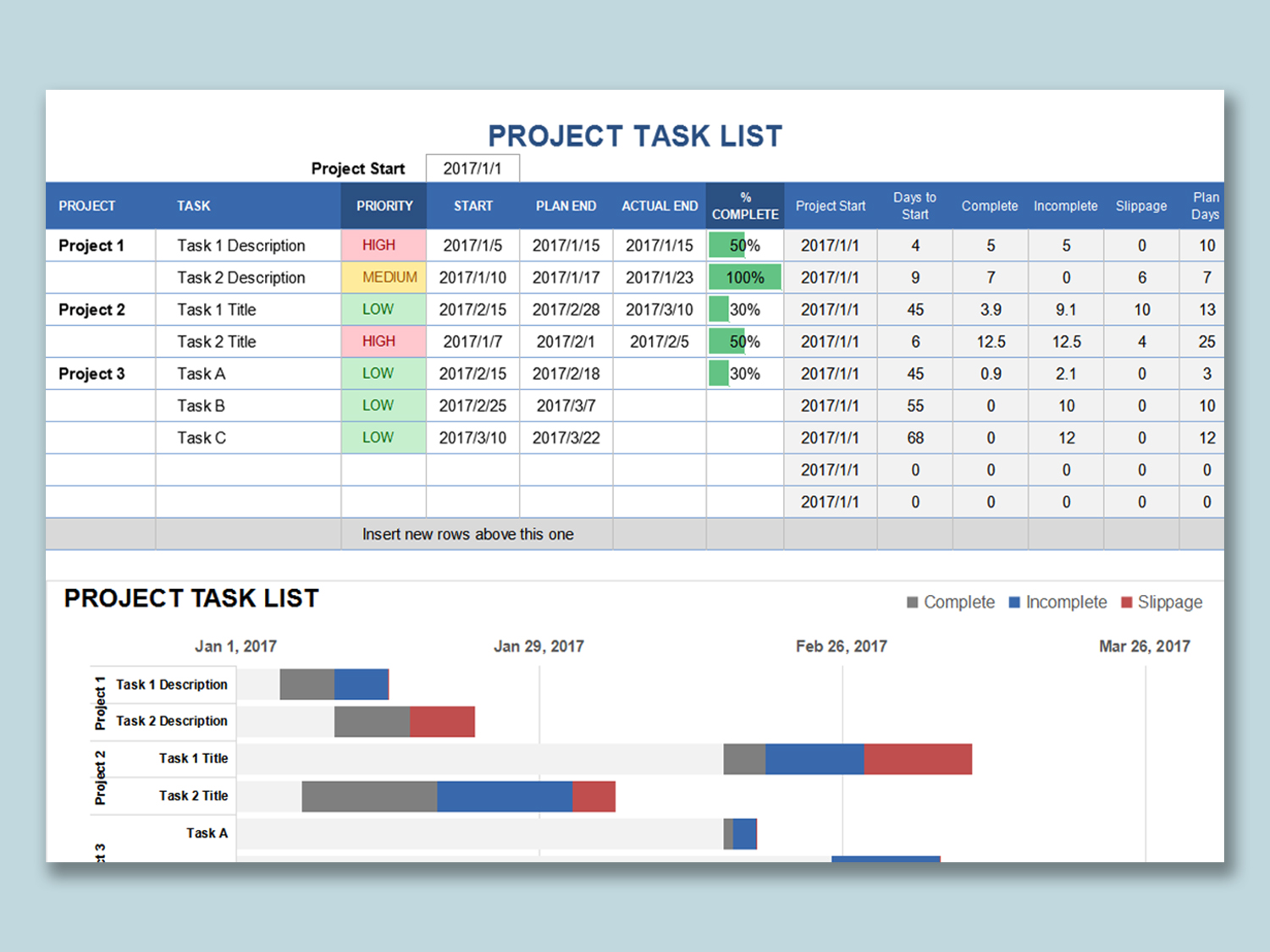 Task List Template Excel Spreadsheet