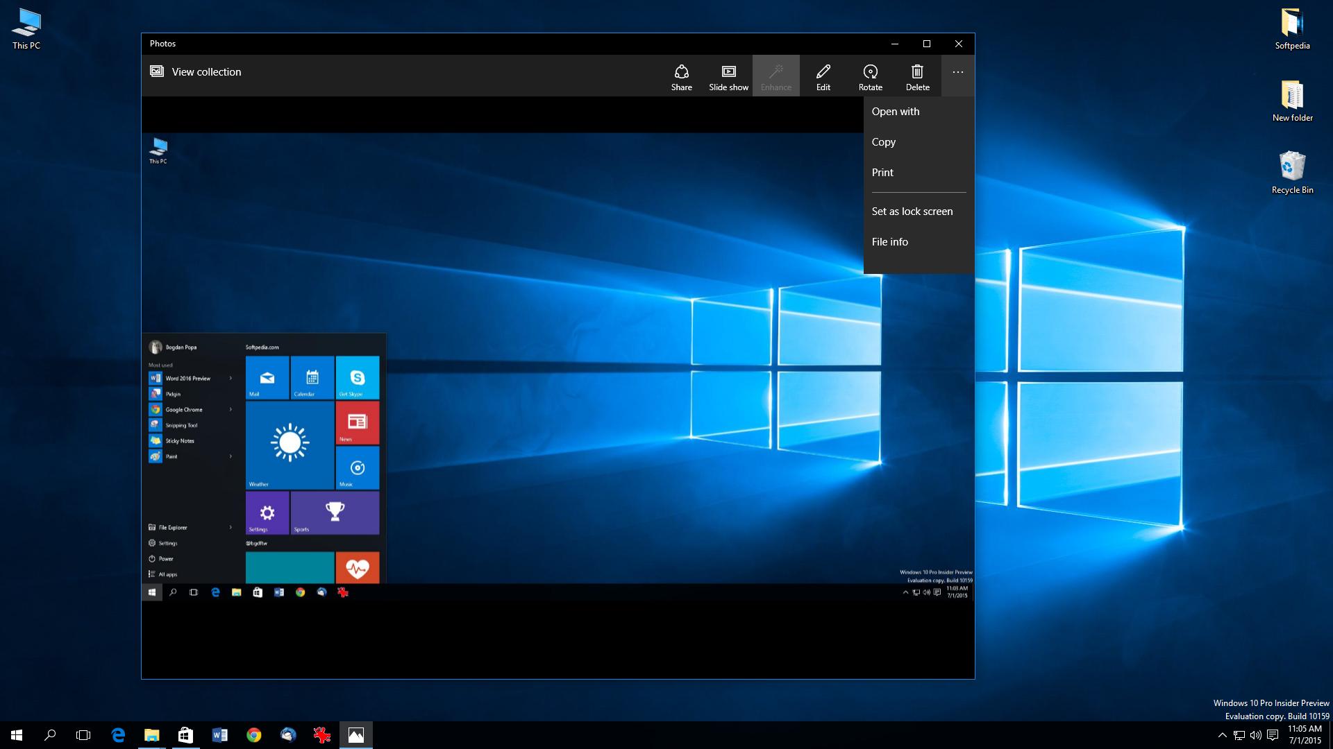 Windows 10 Build 10159 Photo Gallery