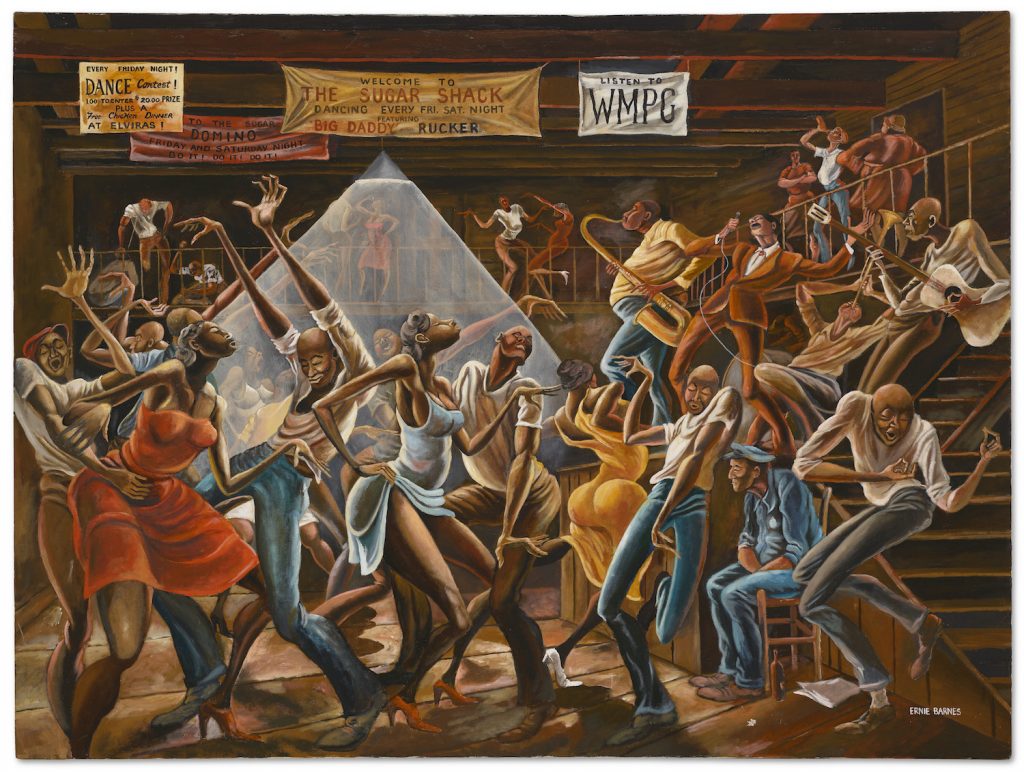 Ernie Barnes, The Sugar Shack (1976). Image courtesy Christie's.