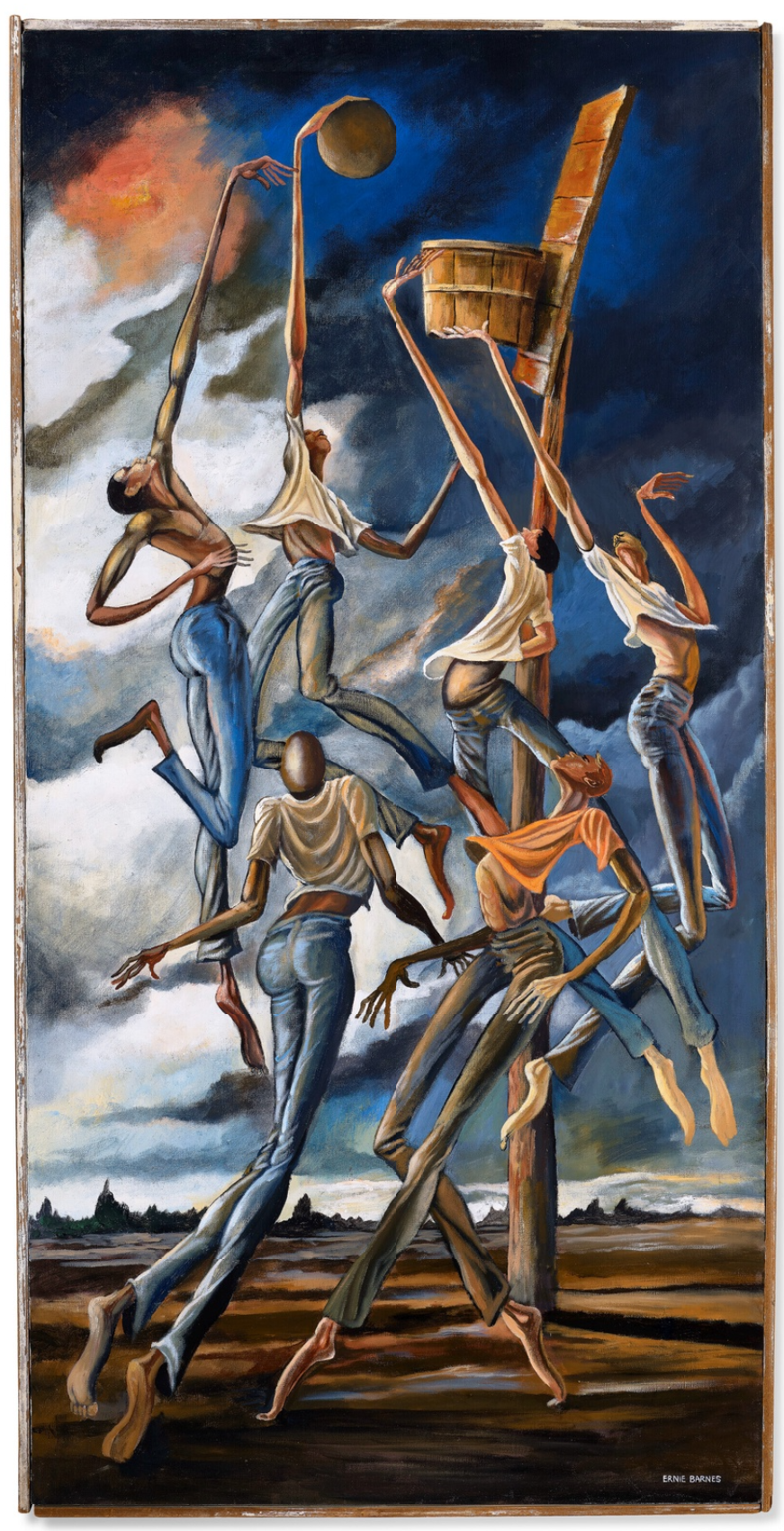 Ernie Barnes, <em>Storm Dance</em> (1977). Photo courtesy of Christie's New York. 