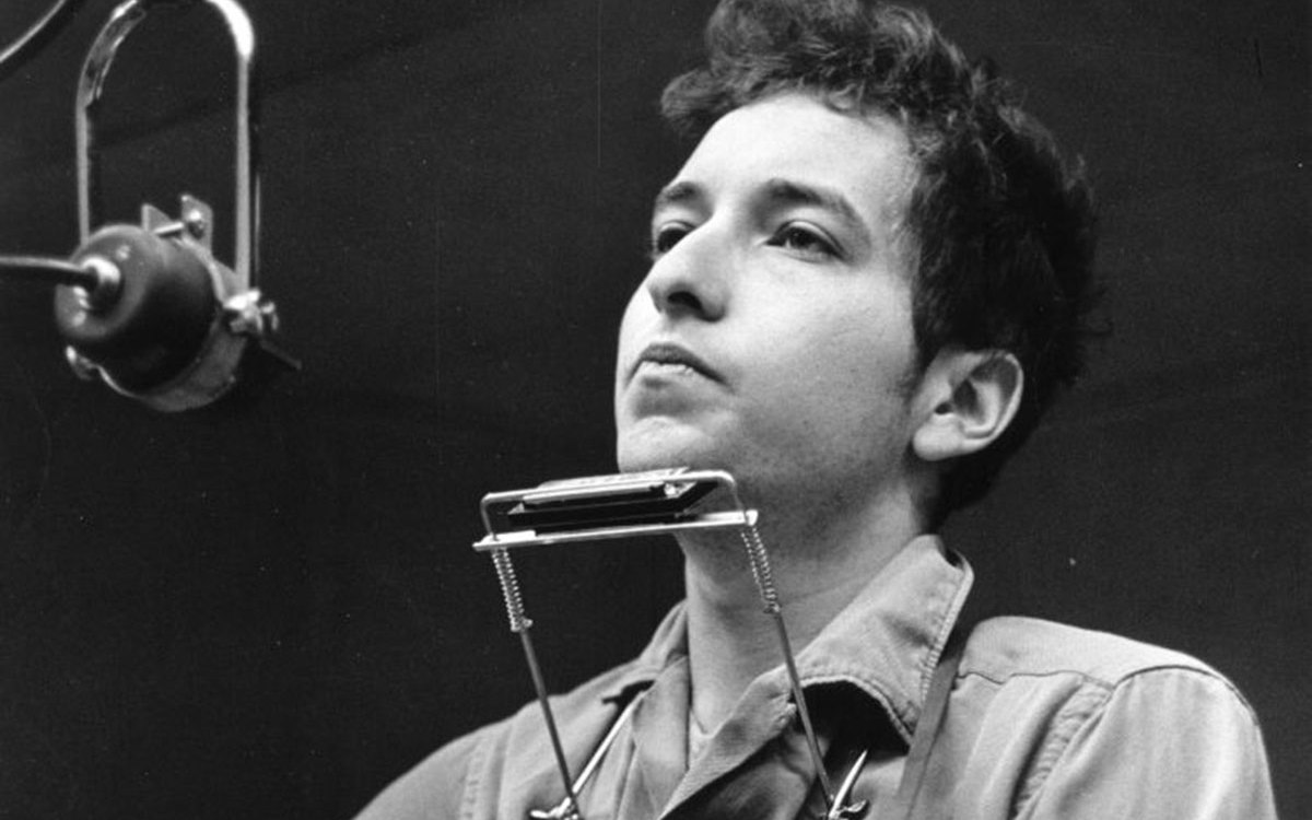 Bob Dylan in 1961 recording his first album.