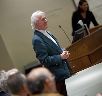 Professor Edward McDonald addresses the first women of Lafayette.