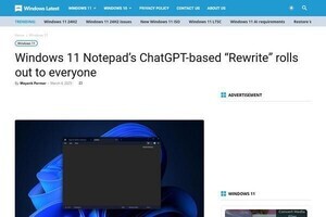 Windows 11のメモ帳、AI機能「リライト」が登場
