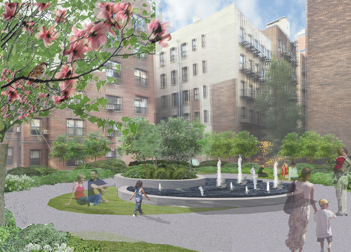 Second floor roof garden at 711 West End Avenue, rendering via P2B Ventures