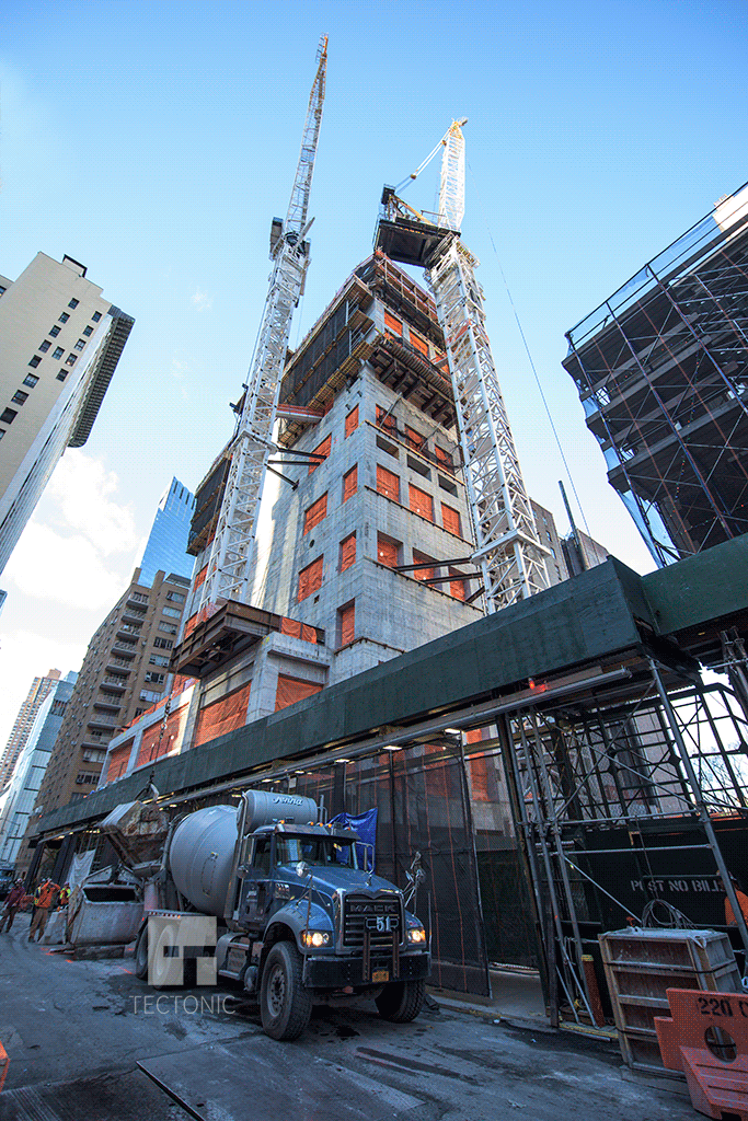 Construction of 220 Central Park South, as seen from West 58th Street. Photo by Tectonic.