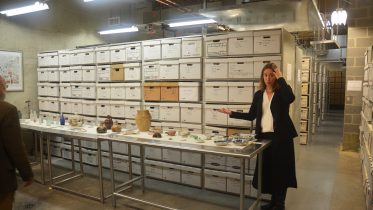 Jessica MacLean, urban archaeologist for the Landmarks Preservation Commission, welcomes people to the NYC Archaeological Repository Nan A. Rotshschild Research Center. All photos by the author unless noted