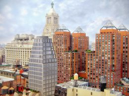 110 East 16th Street with skyline, development by Tishman