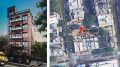 Rendering of 245 Franklin Avenue (Charles Mallea Architect) and aerial view of construction site (Google Maps)