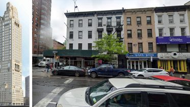 200 East 83rd Street, Rendering (left), existing structure on the property (right)