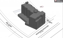 Illustration reveals proposed massing at 68-19 Woodhaven Boulevard - Gerald Caliendo Architect