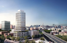 Aerial view of The Dime Building at 275 South Fifth Street in Williamsburg, Brooklyn