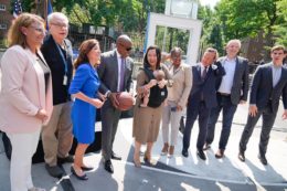 Mayor Eric Adams and Governor Kathy Hochul gather to announce $70 million initial investment to decarbonize NYCHA buildings