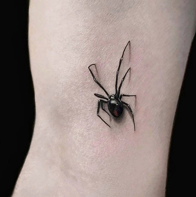 3D Black Widow Spider Tattoo