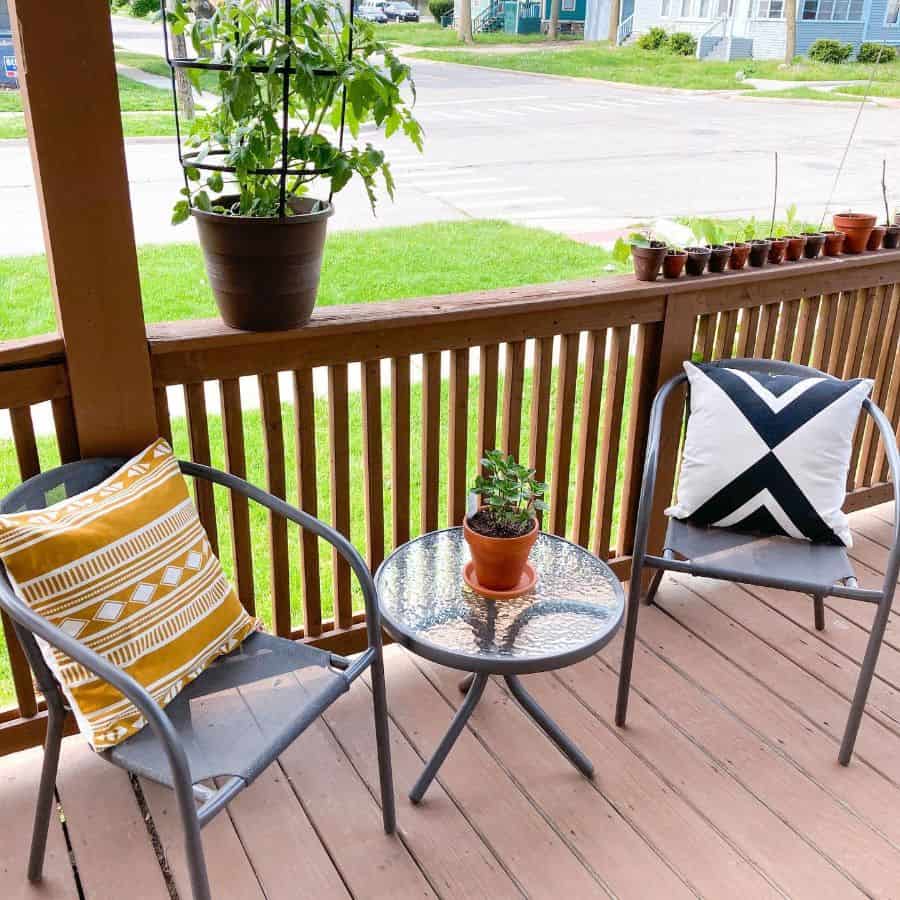 small wood deck front porch patio