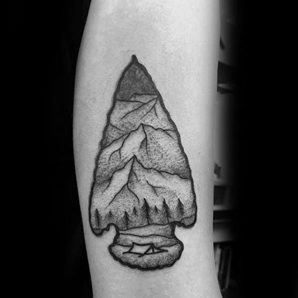 Arm Arrowhead Camping Tattoo Design Ideas For Males