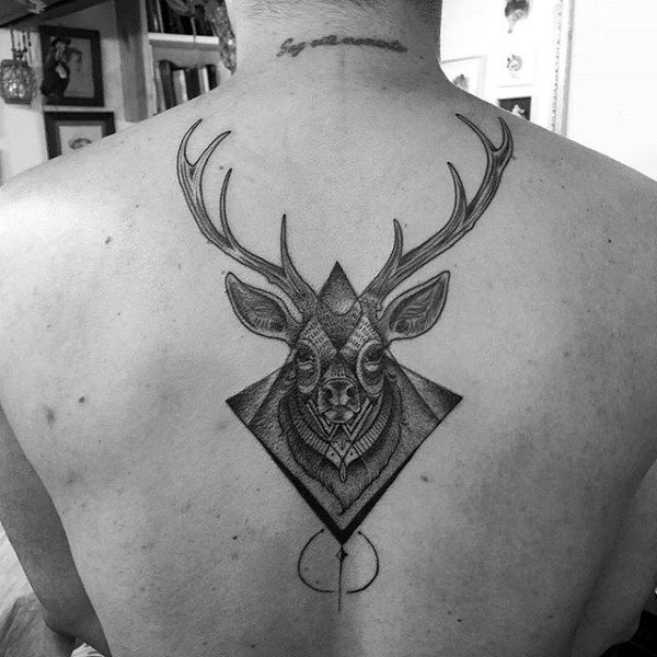 Awesome Deer Tattoos On Mans Back