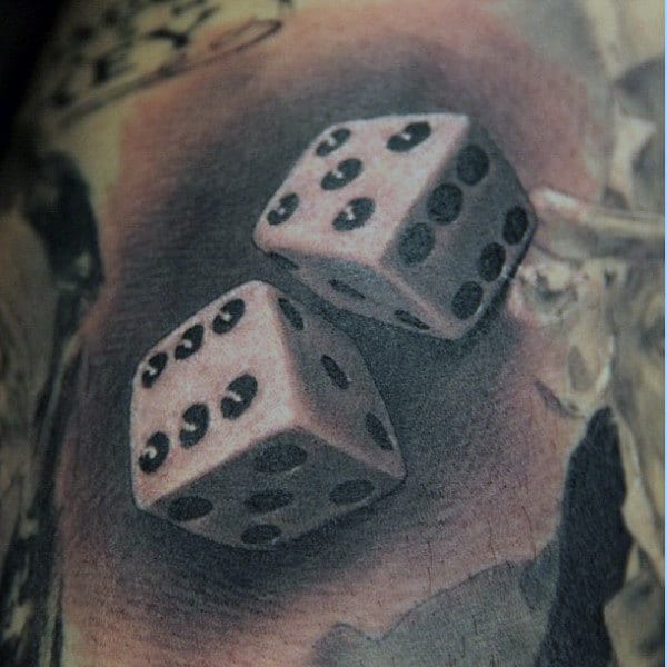 Black And White Dice Tattoo For Men With Number Eleven