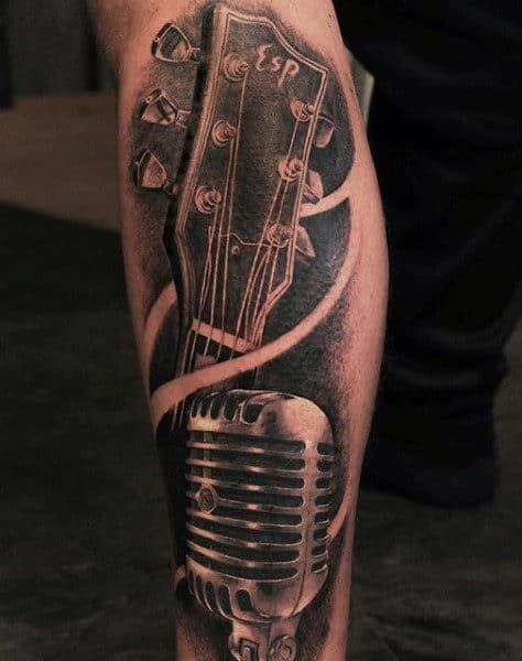 Musical Instruments Mens Upper Arm Tattoo