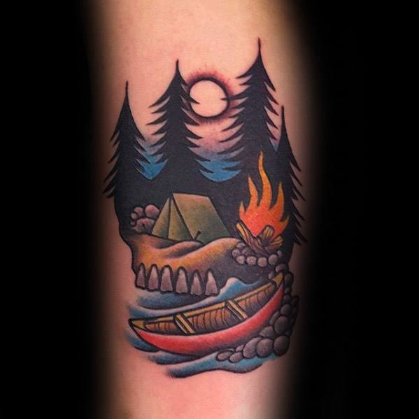 Camping Tattoos For Gentlemen On Arm