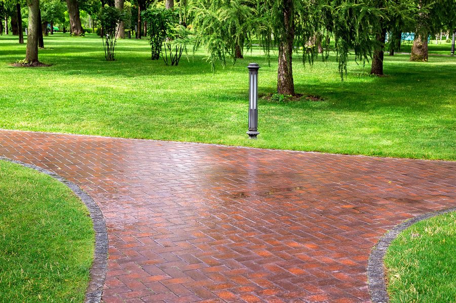 red brick garden paver pathway