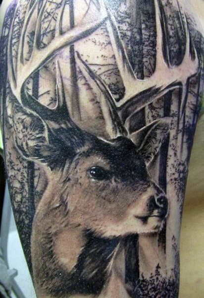 Deer Tattoo Ideas For Men On Upper Arm