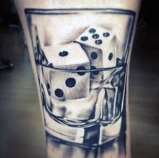 Dice In A Glass Mens Tattoo On Wrist