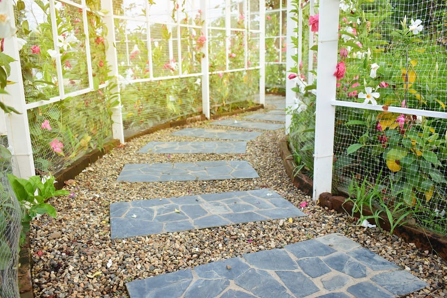 stone paver slab gravel walkway