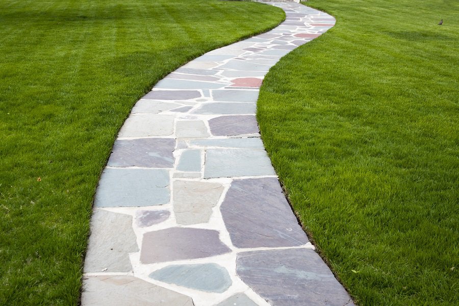 stone walkway backyard