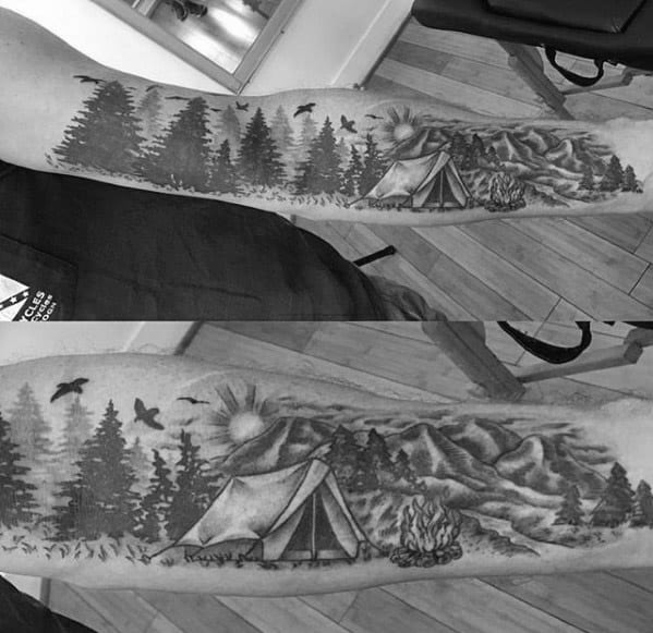 Inner Forearm Awesome Ink Camping Tattoos For Men