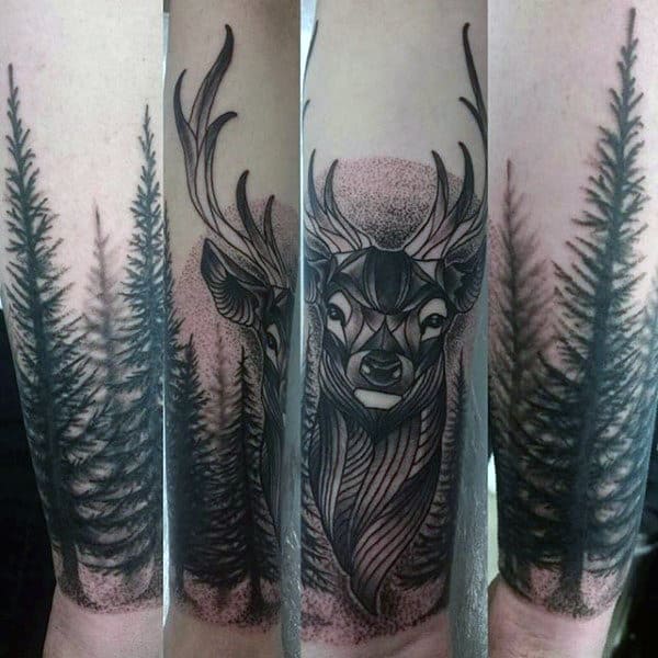 Man With Tattoo Of Deer On Lower Wrist