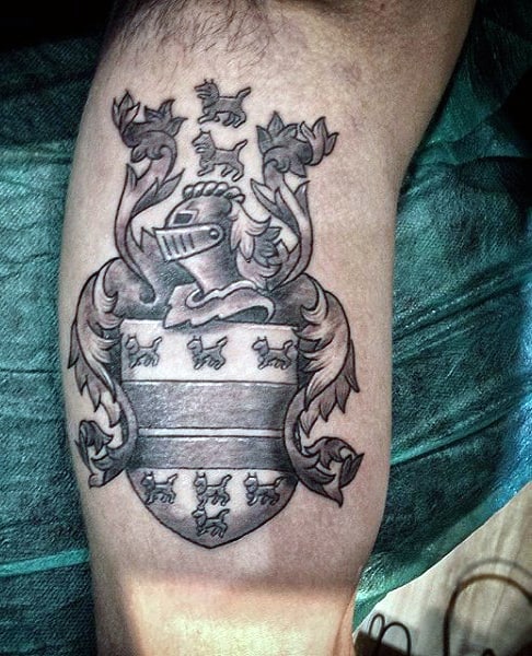 Mens Family Crest Tattoo Ideas On Bicep