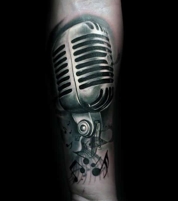 90 Microphone Tattoo Designs For Men  Manly Vocal Ink  Tatuagem  microfone Boas ideias para tatuagem Tatuagem atras da orelha