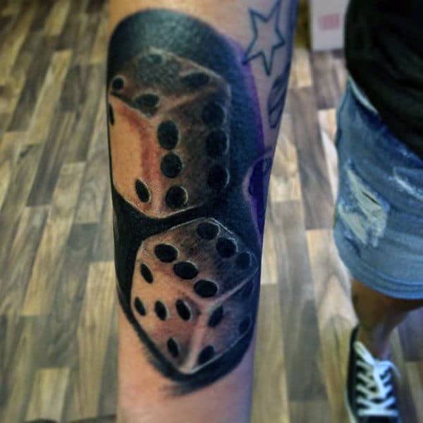 Outer Forearm Black Dice Mens Tattoos