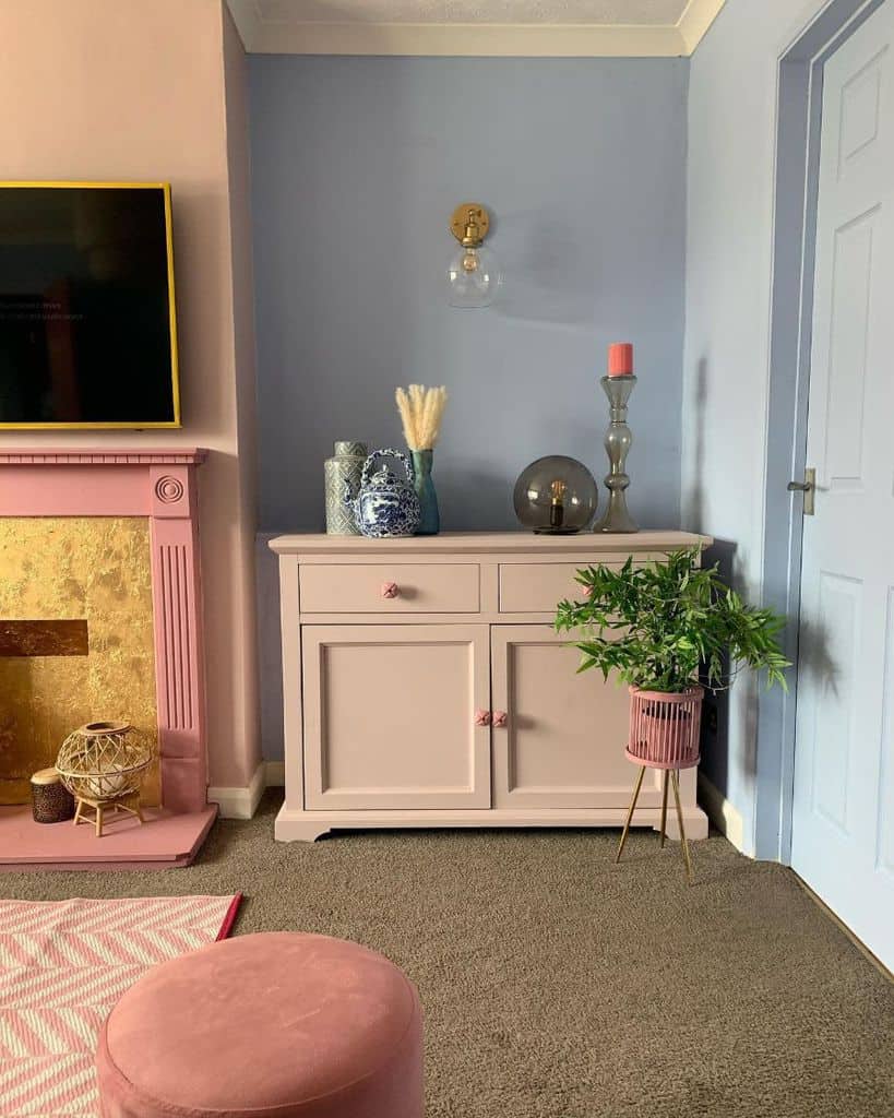 blue and pink pastel living room 