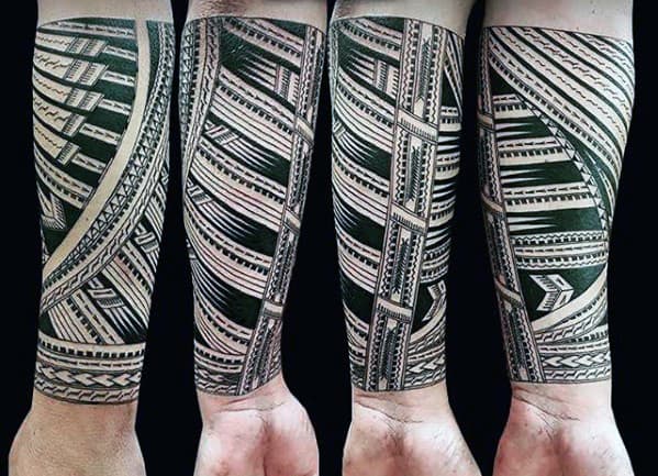 Pattern Polynesian Tribal Guys Forearm Tattoo Designs