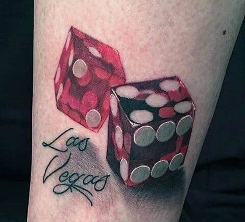 Simple Realistic Las Vegas Dice Tattoo For Men