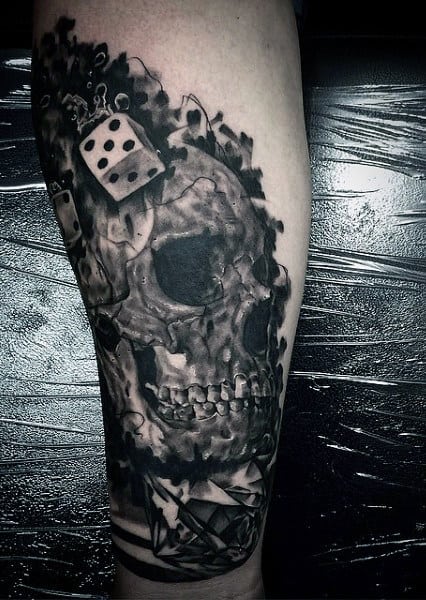 Skull And Dice Tattoos For Males