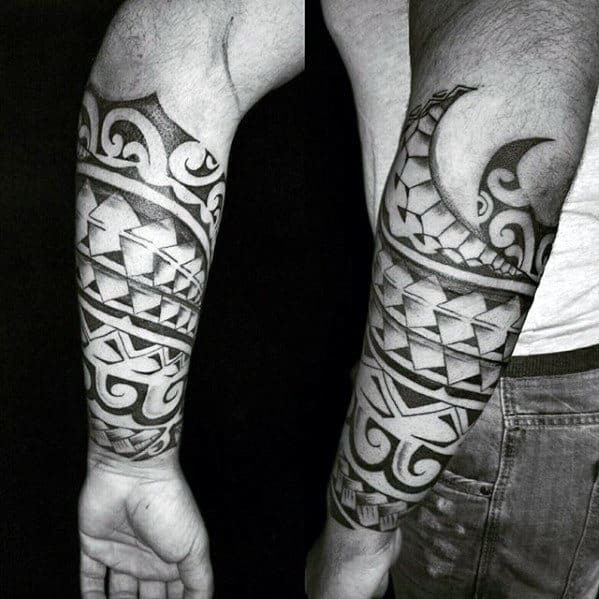 Unique Polynesian Forearm Tribal Tattoos For Men